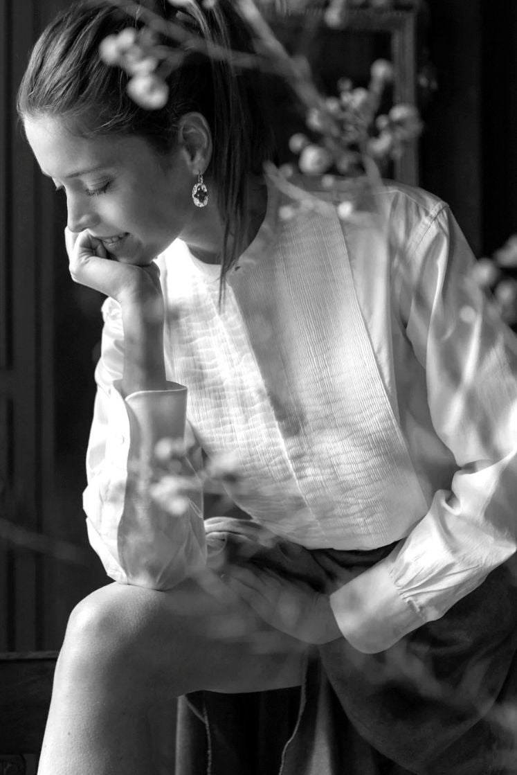 White Shirt with Pleated Bib for women | Bourrienne Paris X