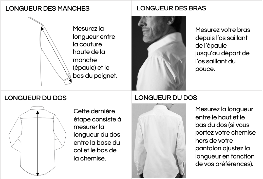 Guide de taille chemise homme