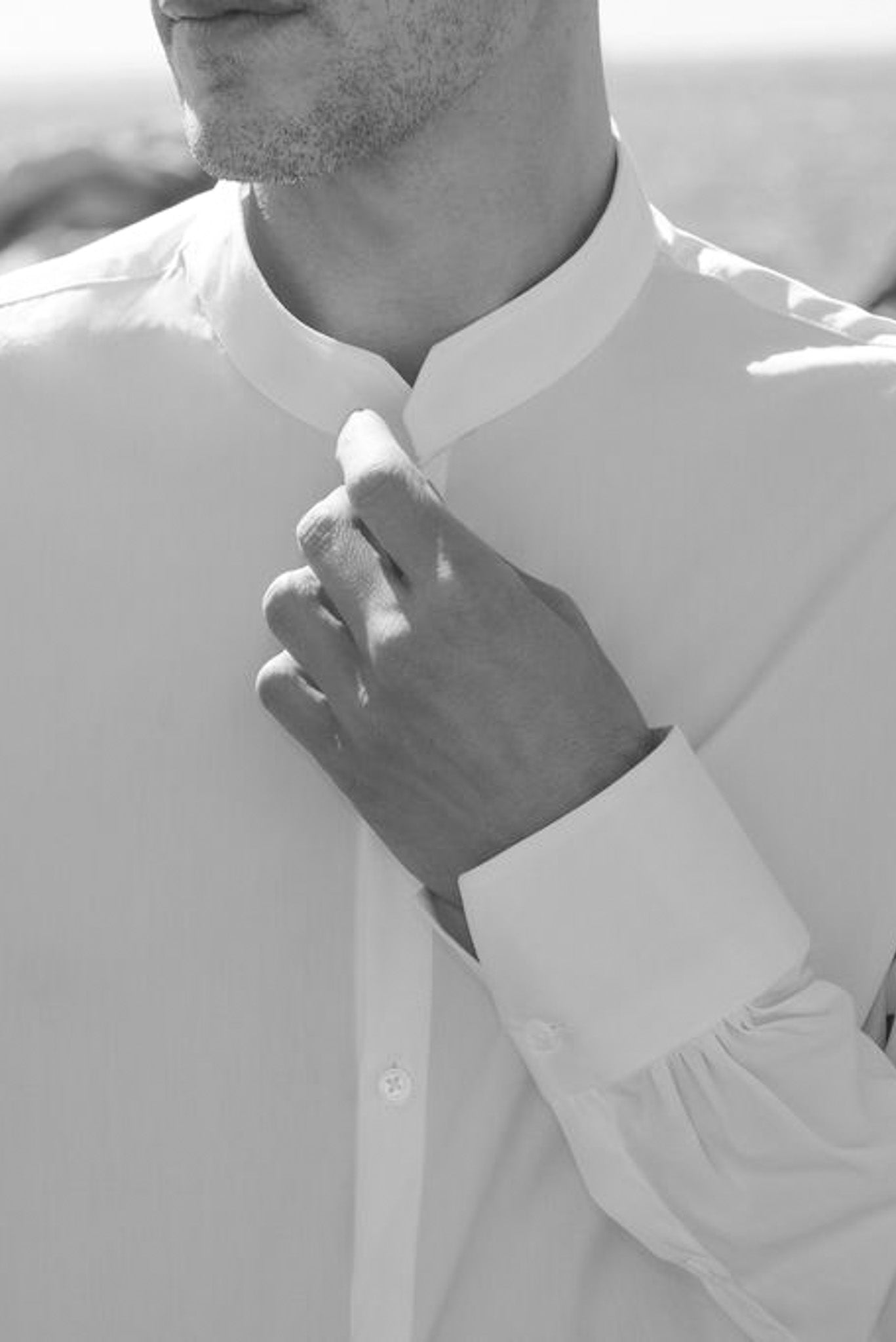 High-end white shirt with stand-up collar | Bourrienne Paris X