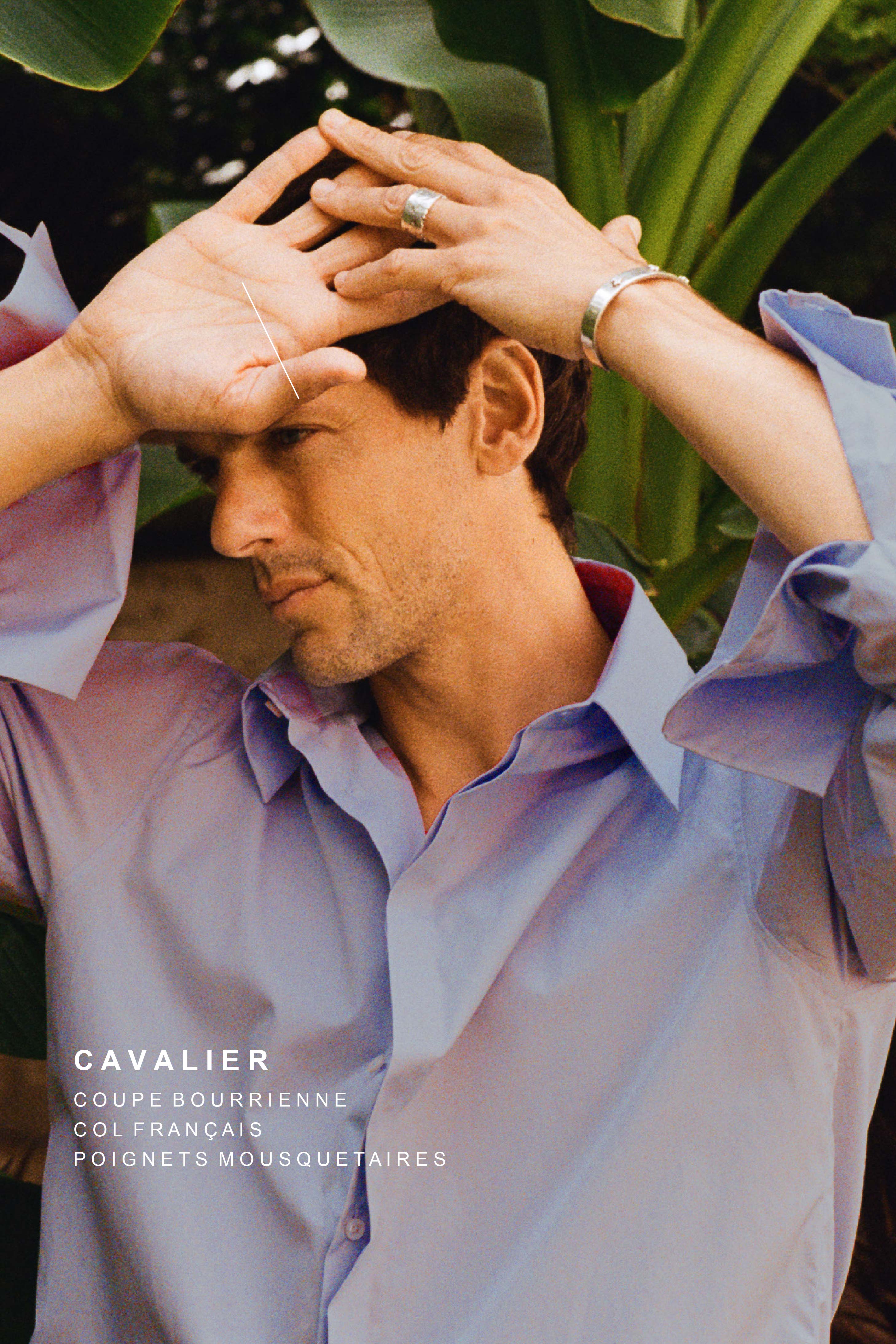 Chemise pour homme à col français et poignets mousquetaires Bourrienne | Vue de face