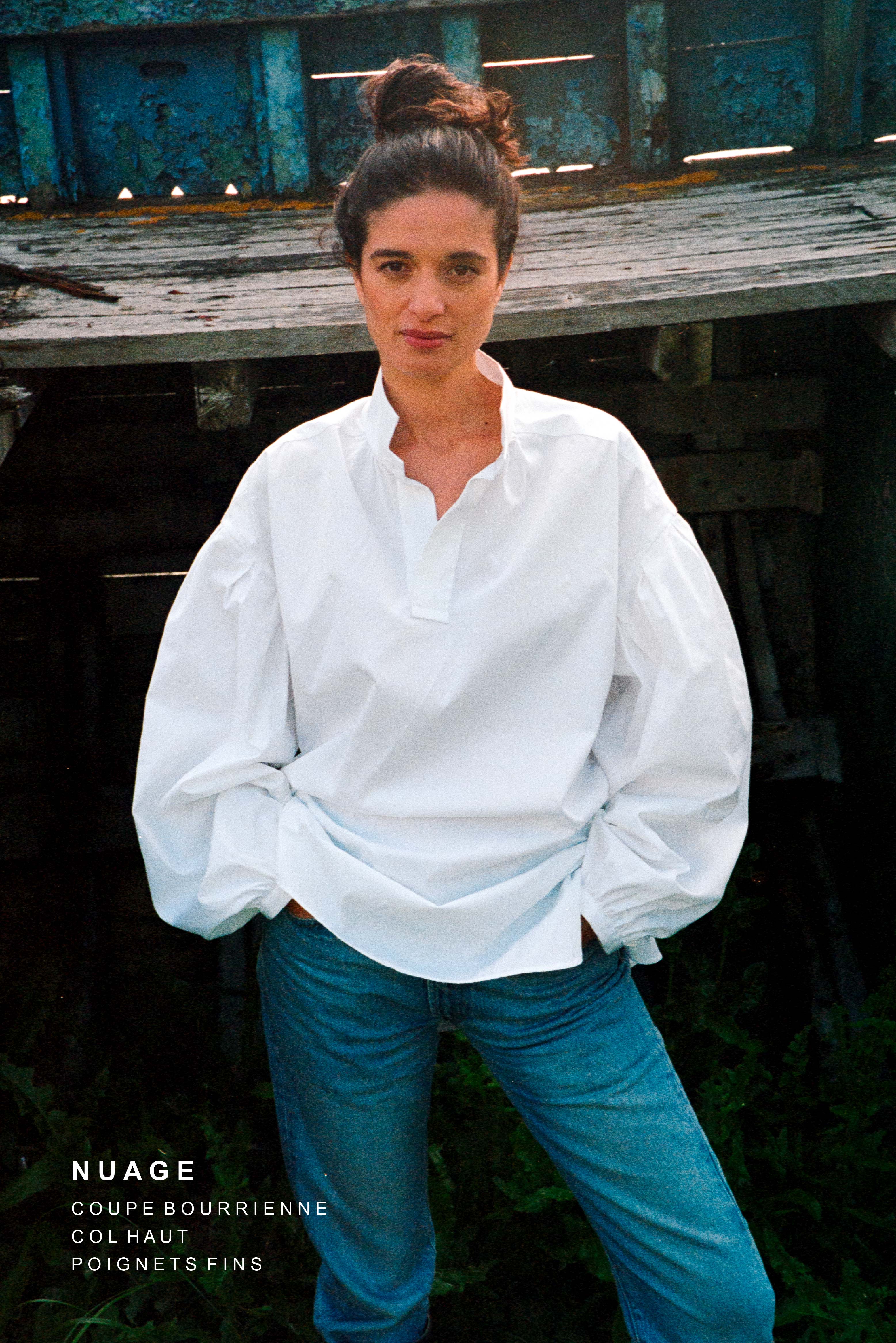 Chemise Femme Blanche Pull Pull Style Avec Chemise Blanche