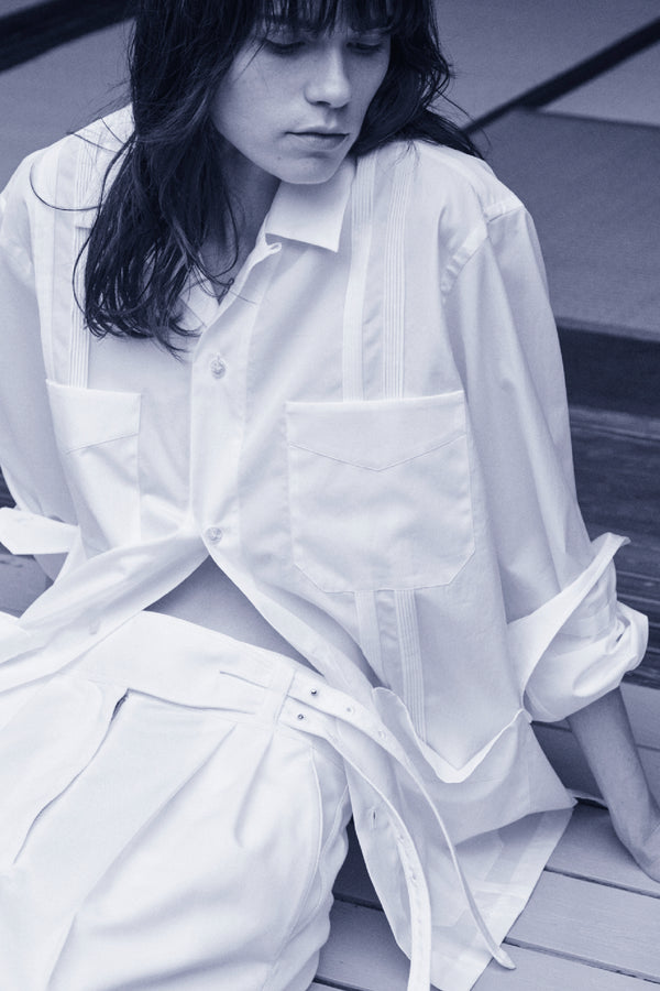 Chemise blanche oversize pour femme en popeline japonaise | Bourrienne collab Yleve