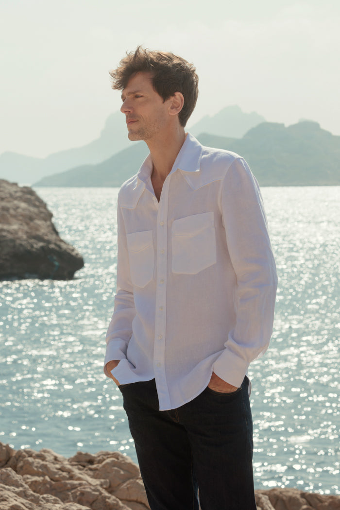 Chemise FARWEST - 100% Lin - Coupe Ajustée - XS
