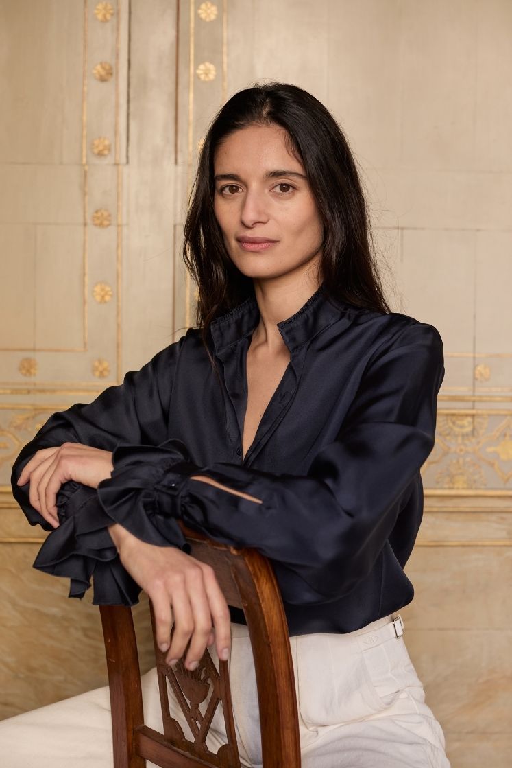 Navy blue Silk Shirt for Women | Bourrienne Paris X