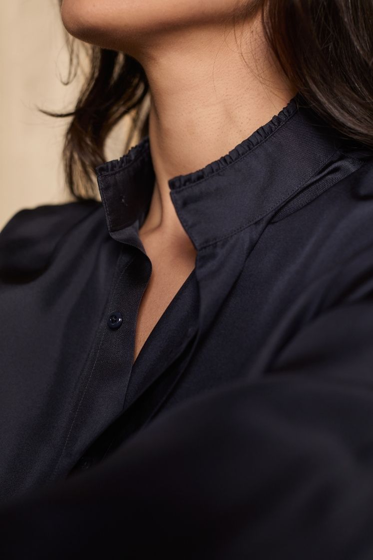Navy blue Silk Shirt for Women | Bourrienne Paris X