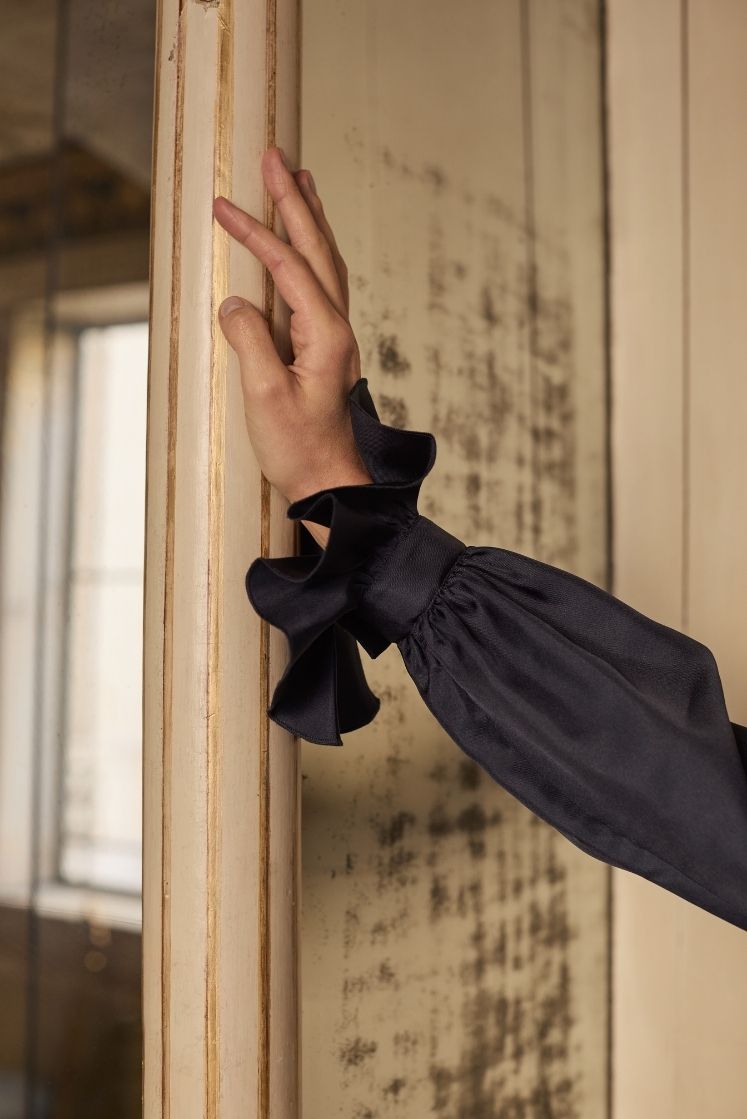 Navy blue Silk Shirt for Women | Bourrienne Paris X