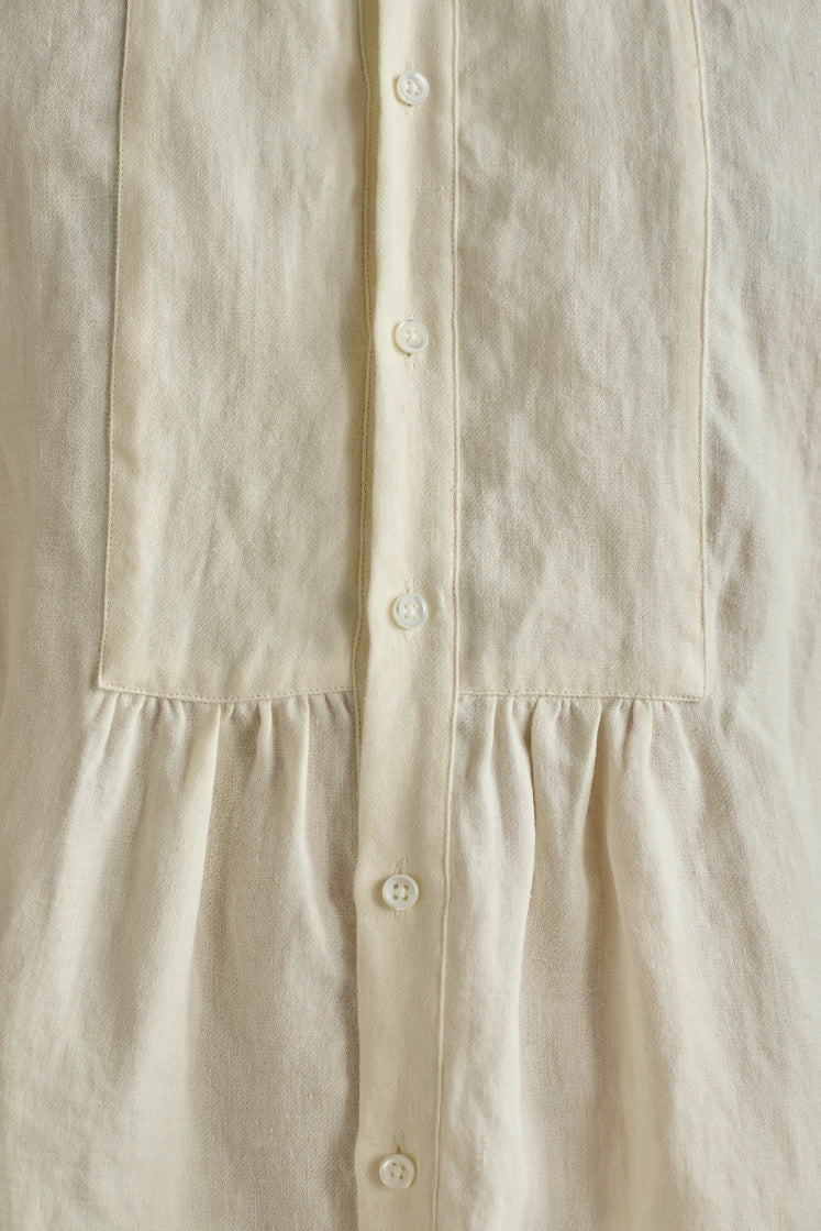 Plastron froncé de la chemise homme PEINTRE en lin et laine. 