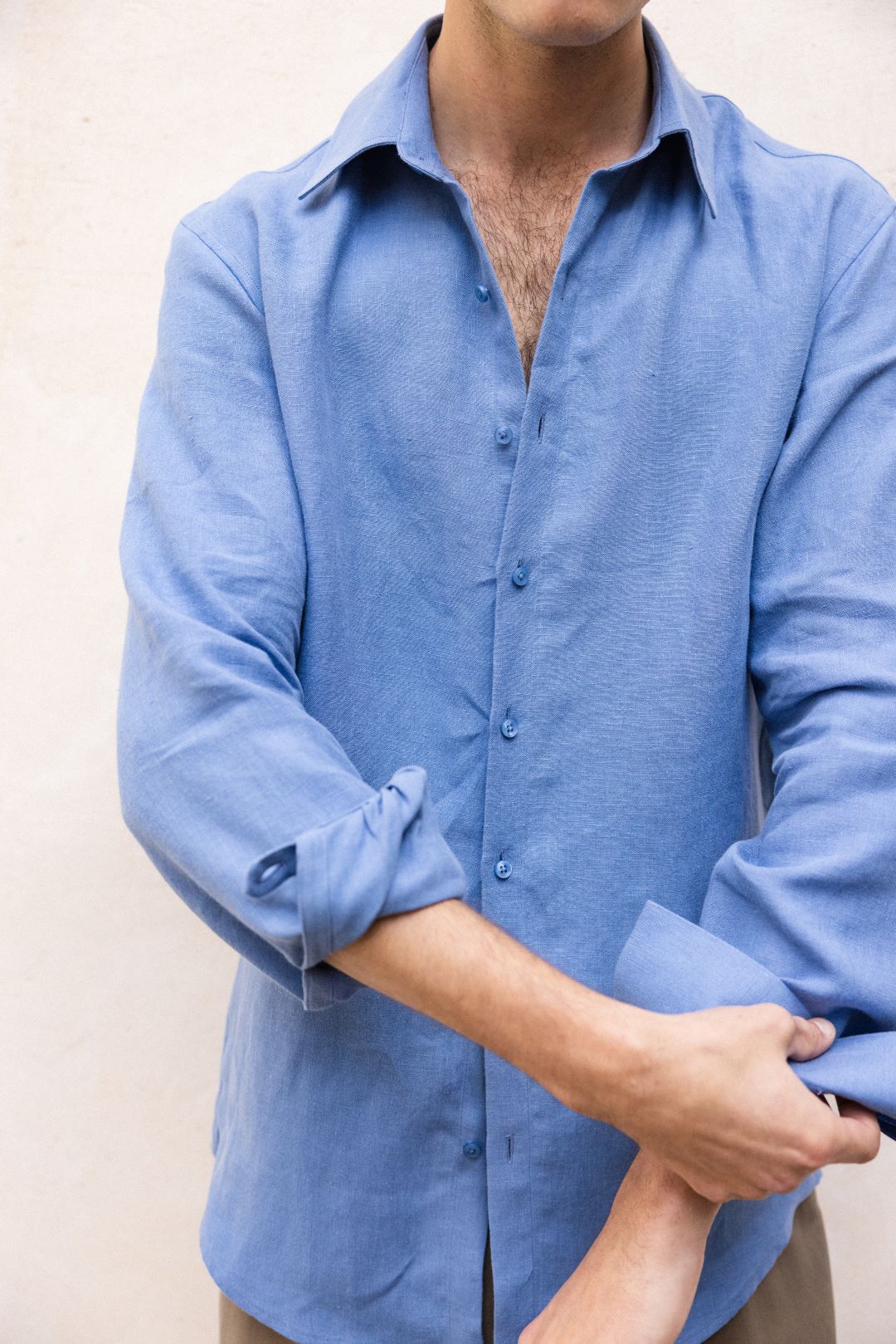 ROMANESQUE Blue Linen Shirt