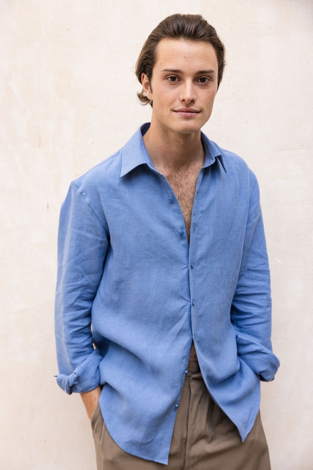 ROMANESQUE Blue Linen Shirt