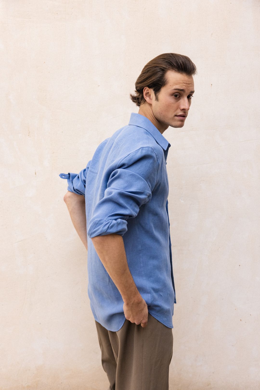 ROMANESQUE Blue Linen Shirt